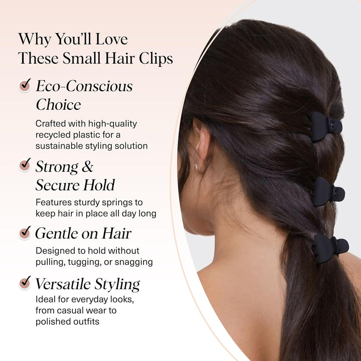 Mini Claw Clips for Women - Stylish Small Hair Clips for Kids | Stays in Place without Pulling or Snagging | Durable & Sturdy Plastic | Ideal Gifts for Women - Tortoise & Black, 6 Pcs