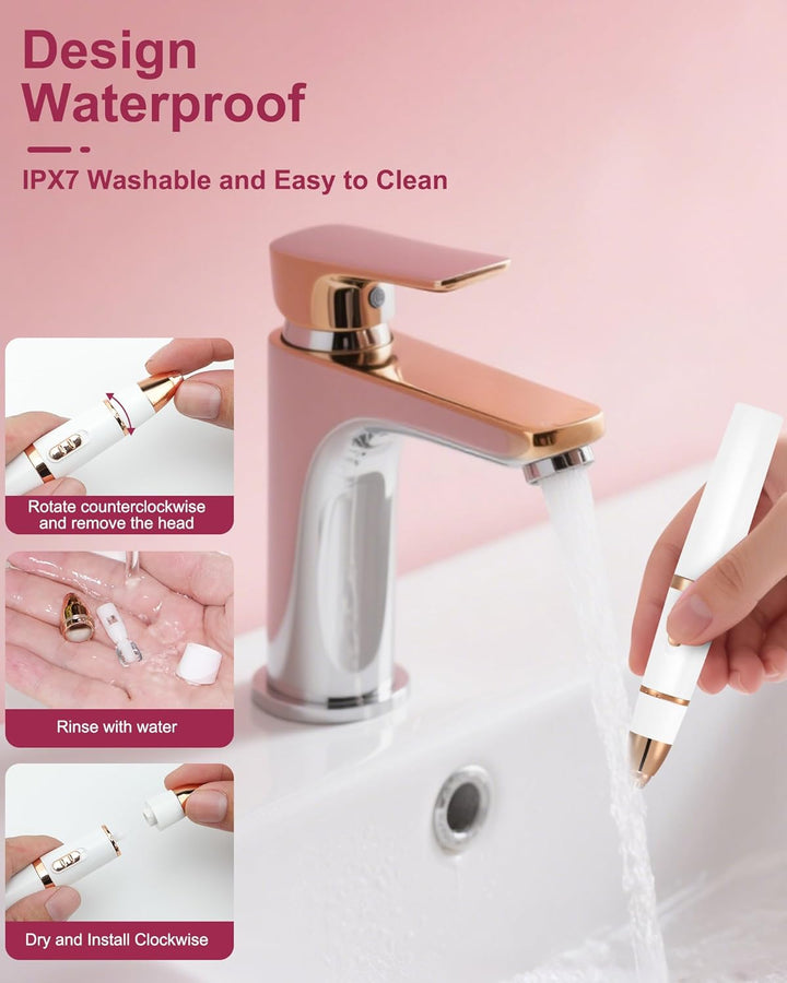 2 in 1 Facial Hair Trimmer for Women, Painless Eyebrow Trimmer for Women, Rechargeable Facial Remover for Eyebrow,Ear,Peach Fuzz,Dual Edge Blades for Easy Cleansing,White