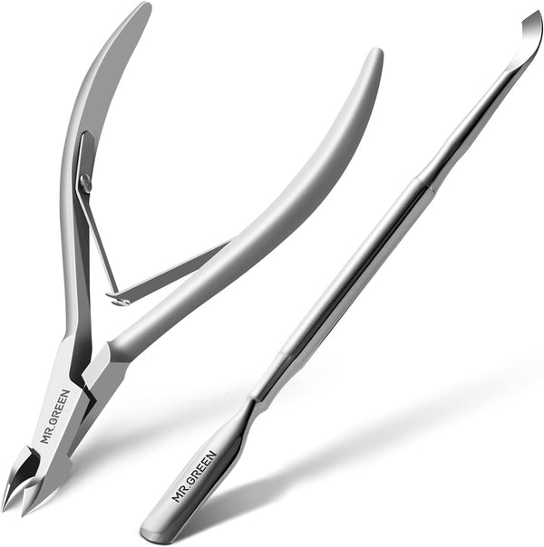 Cuticle Nippers Nail Manicure Scissors Cuticle Clippers Trimmer Dead Skin Remover Stainless Steel Cutters Beauty Tool with Pusher (Mr-1028+Pusher)