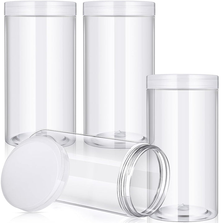 4 Pieces round Wide-Mouth Leak Proof Plastic Container Jars with Lids for Travel Storage Makeup Beauty Products Face Creams Oils Salves Ointments DIY Making(1 Ounce,White)