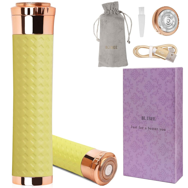 Facial Hair Removal for Women, Rechargeable Hair Removal Device, Painless Face Electric Razor/Shaver for Lip, Arms, Face, Peach Fuzz (Gold)