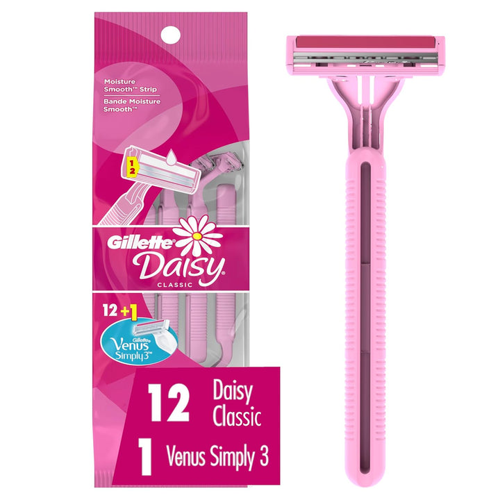 Venus Daisy Classic Disposable Razors for Women, 18 Count, Hair Removal for Women