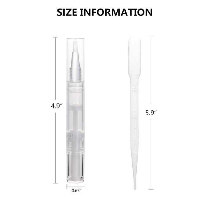 5 Pack 5Ml Transparent Twist Pen for Cuticle Oil Applicator, Empty Nail Oil Pen with Brush Tip, Eyelash Growth Liquid Tube, Cosmetic Lip Gloss Container (5X)