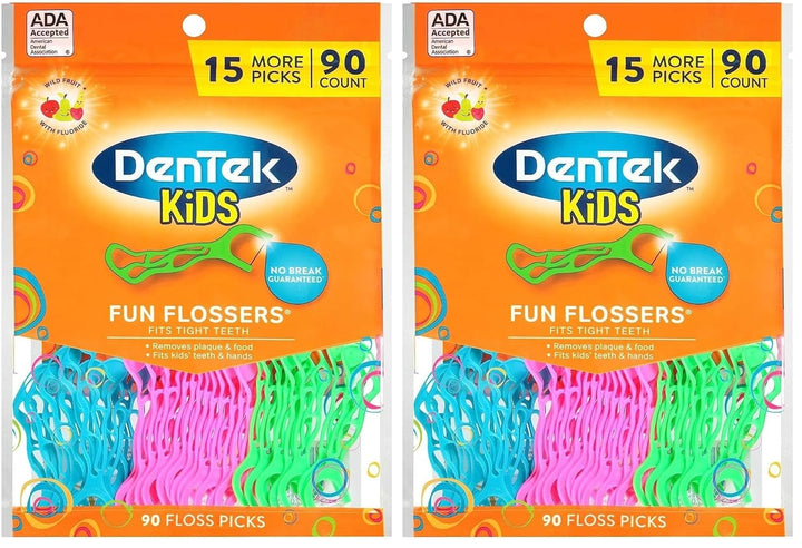 Fun Flossers – Kids Floss Picks with Wild Fruit Flavor, 90 Count