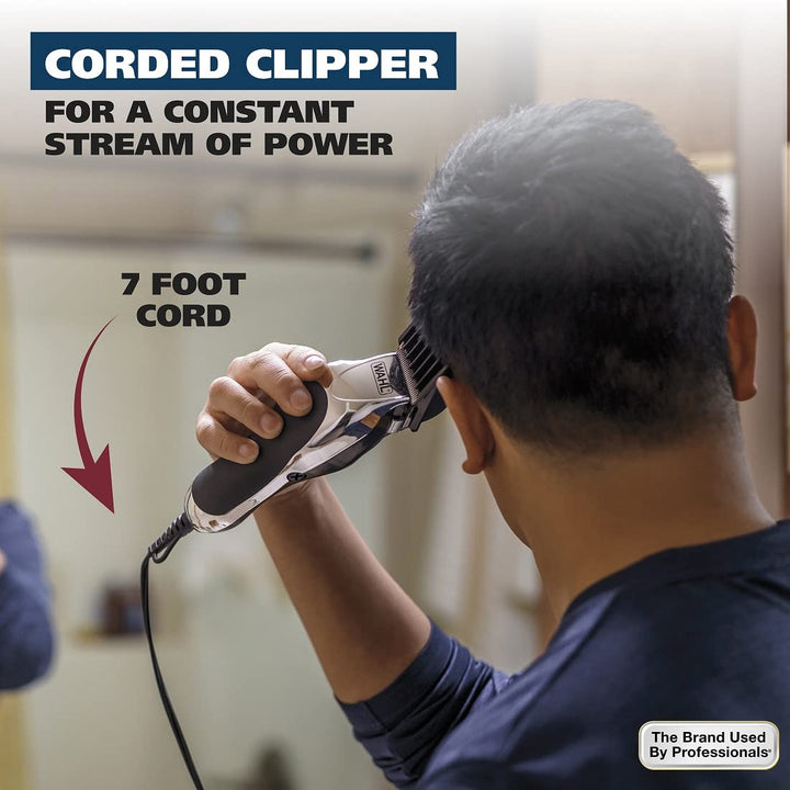 USA Chrome Pro Corded Clipper Complete Haircutting Kit for Men – Powerful Total Hair Clipping, Beard Trimming, & Grooming - Model 3024635