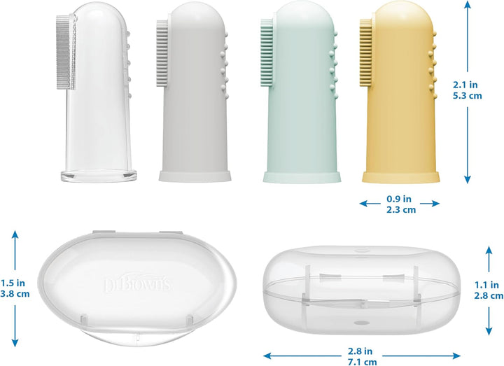 Silicone Finger Toothbrush for Baby with Travel-Storage Case, 3M+, Gray and Light Green, 2 Count, (Pack of 1)