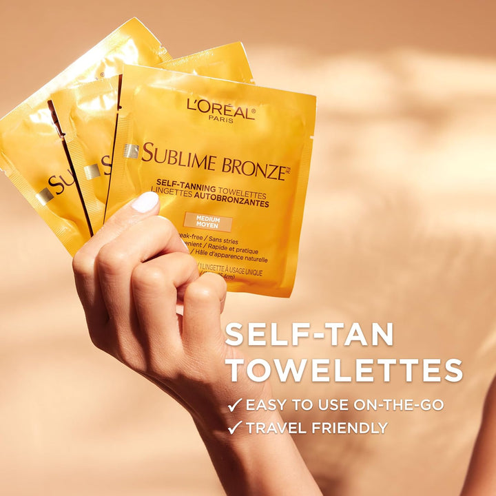 Sublime Bronze Self Tanning Towelettes, Streak-Free, Natural Looking Tan, 6 Ct