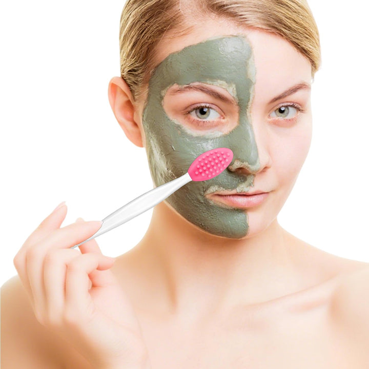 Lip Scrub Brush, Dual-Ended Lip Scrubber Exfoliator and Silicone Lip Brush Exfoliator Tool Lightening for Dark Lips Nose Scrubber Lip Mask Applicator 3PCS