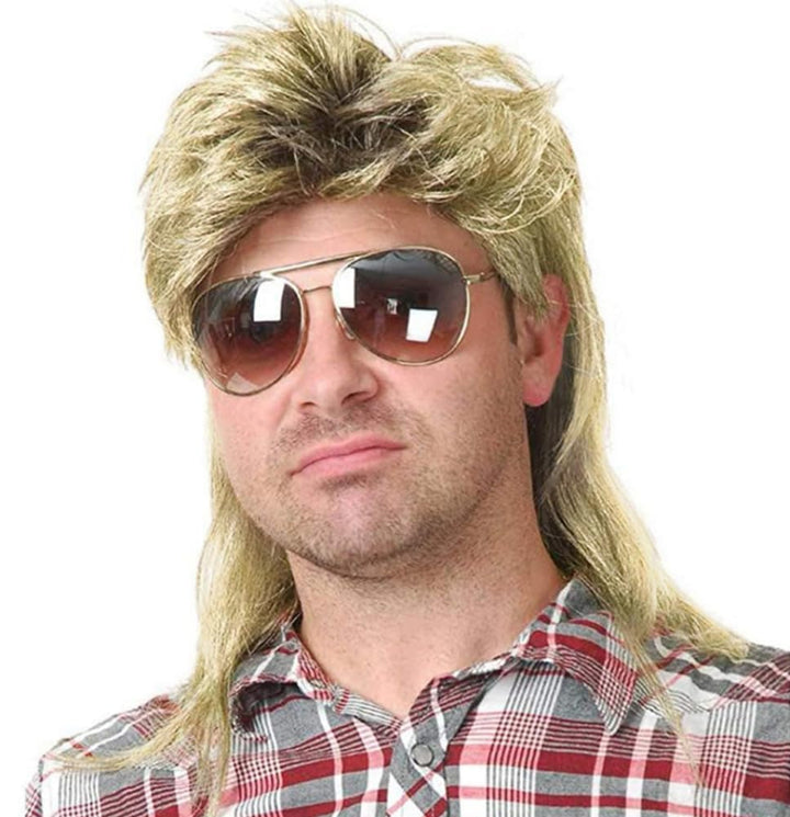 Mullet Wigs for Men 80S Costumes Fancy Party Accessory Cosplay Halloween Wig (Light Brown)