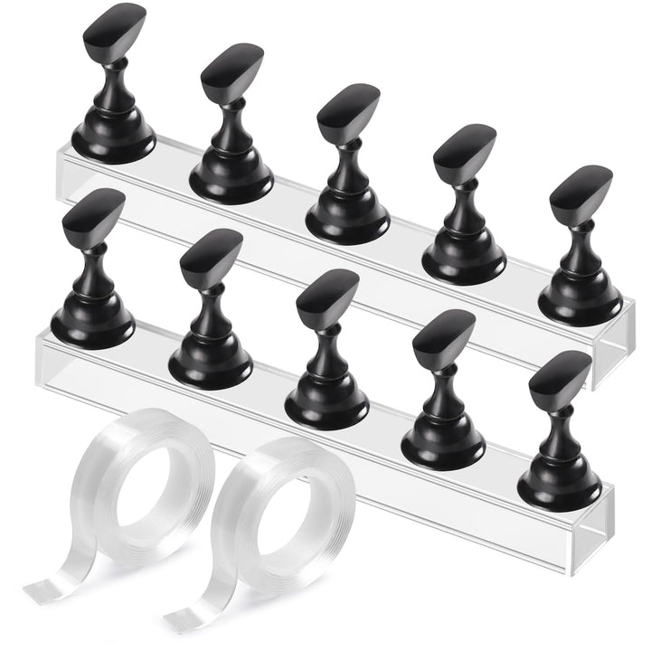Nail Stand Acrylic Nail Art Display Stand Practice Nail Holder for Painting Nails Magnetic Practice Stands with Double-Sided Tape for DIY Salon Supplies (Silver)