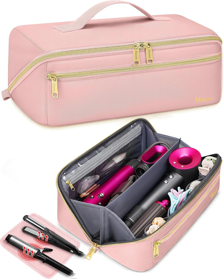 Hot Hair Tools Travel Bag with Separate Heat Resistant Mat, Large Capacity Wide-Open Pouch, Hair Accessories Organizer for Flat Irons, Straighteners, Curling Iron,Travel Essentials for Women