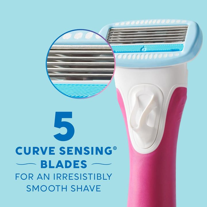 Trimstyle Razor with Bikini Trimmer for Women | 2-In-1 Bikini Razor for Women and Womens Trimmer for Pubic Hair, Includes 1 Waterproof Handle, 3 Refills & 1 AAA Battery