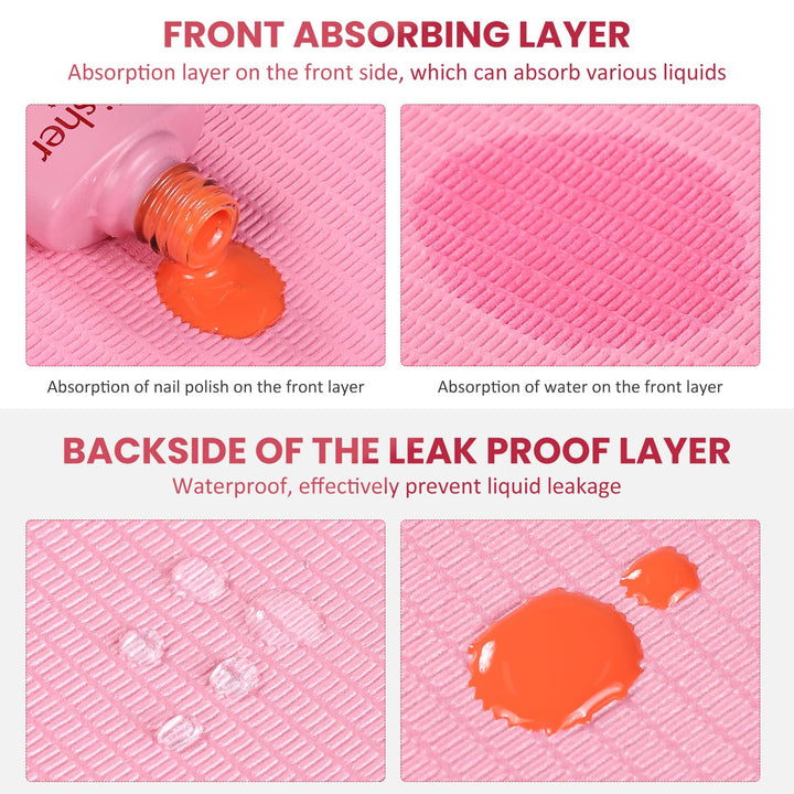 Disposable Nail Mats - 20Pcs Fordable Nail Art Table Mats for Table Acrylic Nail Practice Sheet, 3 Ply Waterproof 13" X 18" Clean Pads Nail Art Accessories (Pink)