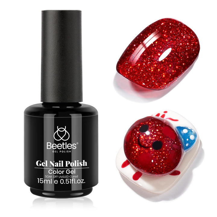 Beetles Black Gel Polish, 1 Pcs 15Ml Audrey Black Nail Polish Color Gel Nail Polish Halloween Nails Soak off Art Manicure Salon DIY Uv Lamp Nail Design Decoration at Home