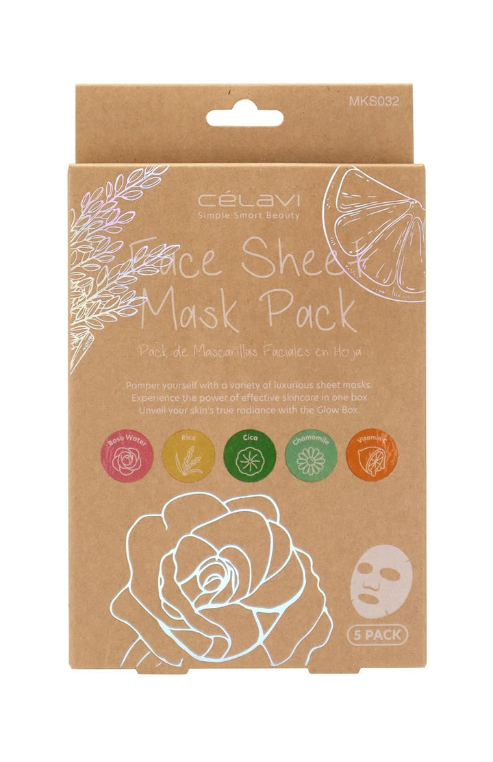 Celavi Essence Facial Sheet Face Mask Variety Set Classic Authentic Korean Moisturizing Skincare (12-Packs)