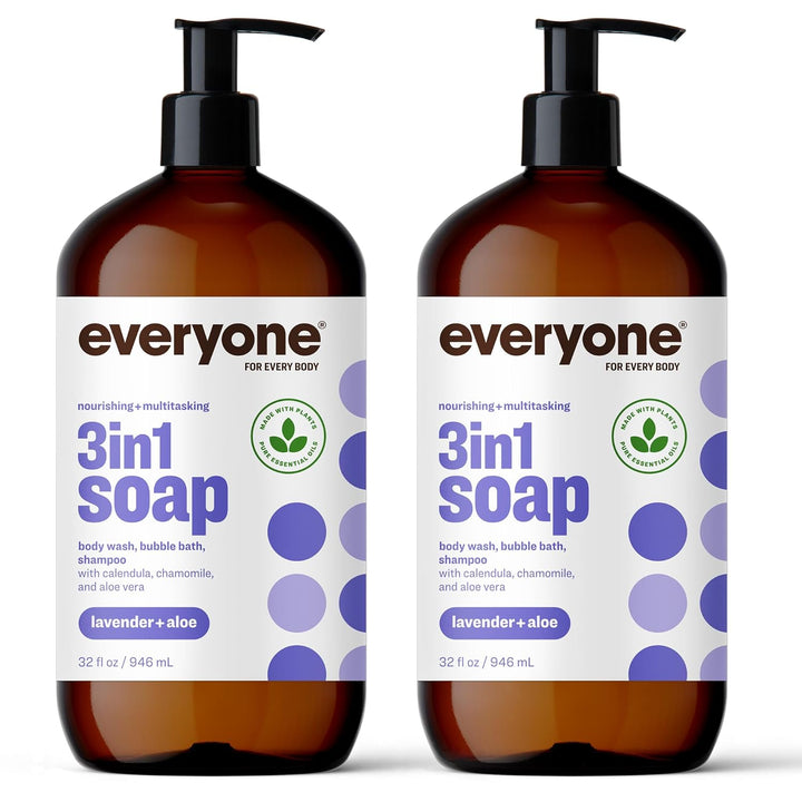 Everyone 3-In-1 Soap, Body Wash, Bubble Bath, Shampoo, 32 Ounce (Pack of 2), Unscented, Made for Men and Women