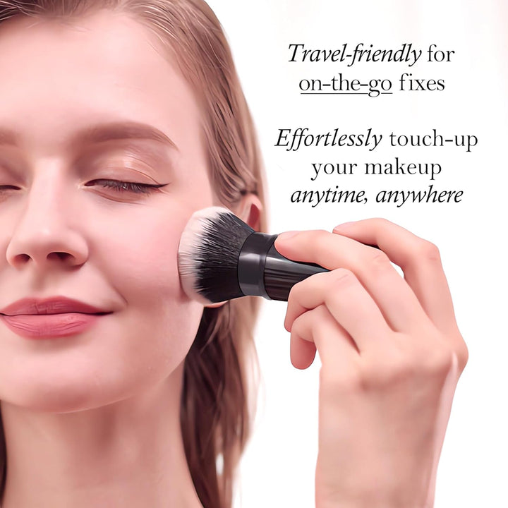 Retractable Makeup Brush Black Kabuki Foundation Brush for Liquid Cream and Powder Makeup 2 Pack Travel Makeup Brush Set