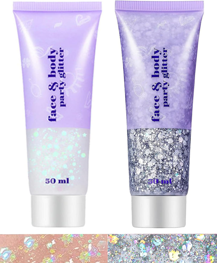 Gold Face Body Glitter,Mardi Gras Glitter Makeup Gold Face Paint,Holographic Chunky Sequins Glitters for Eye Lip Hair Nails,Festival Rave Accessories,52G