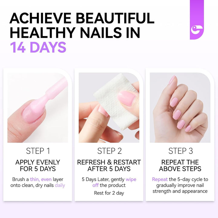 Nail Growth Strengthener for Woman: Nude Blush 6 in 1 Natural Nail Hardener Extra Strong and Growth - Nail Polish Hardener for Weak and Damaged Nails