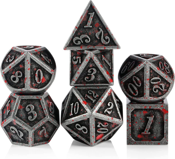 Metal Dice Set DND,  7 PCS Metallic Flowers D&D Dice with Gorgeous Gift Case for D&D Dungeons and Dragon Tabletop Game (Brown and Cream-Coloured)