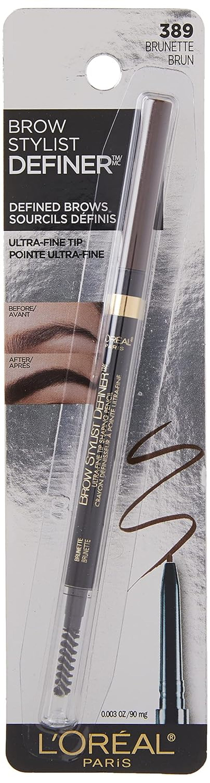 Makeup Brow Stylist Definer Waterproof Eyebrow Pencil, Ultra-Fine Mechanical Pencil, Draws Tiny Brow Hairs and Fills in Sparse Areas and Gaps, Brunette, 0.003 Ounce (1 Count)