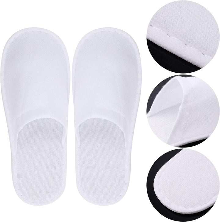 24 Pairs Spa Slippers Flip Flops Disposable Slippers for Hotel Guests Women Men Closed Toe Super Comfort White