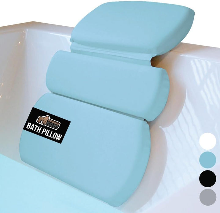 Bath Pillow for Tub, Improved Suction Cups, Luxury Bathtub Pillows, Headrest for Neck and Back Support, Relaxing Home Spa, Hot Tubs and Bathroom Essentials, Gifts for Women, 2 Panel White