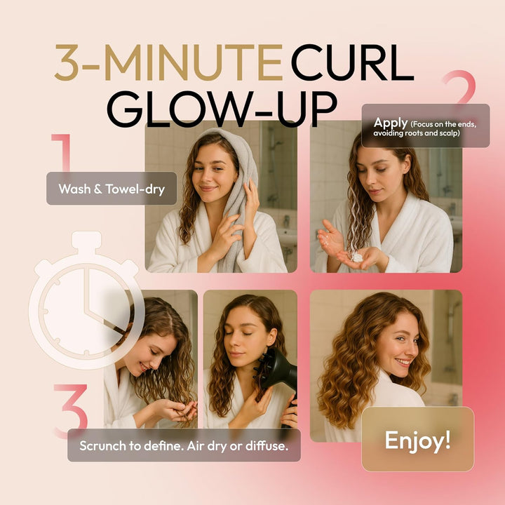 Curl Cream – Lightweight Leave-In Curl Defining Cream for Curly & Wavy Hair, Anti-Frizz Moisturizer and Curl Activator Texturizer with Macadamia and Argan Oil, 8.1 Fl Oz