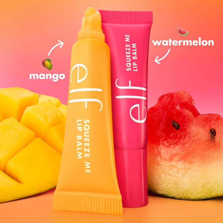 Squeeze Me More Lip Balm Duo, Moisturizing Balm for a Sheer Tint of Color, Made with Hyaluronic Acid, Vegan & Cruelty-Free, Mango & Watermelon