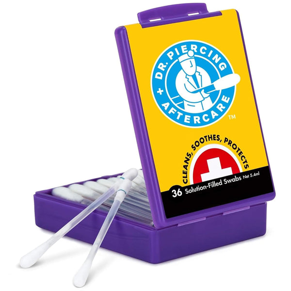 Swabs – Piercing Bump Saline Solution for Cleansing Earring, Nose, Belly, and Ear Piercings – Gentle Saline Wash for a Refreshing Experience – 36 Easy-To-Use Swabs (1-Pack)