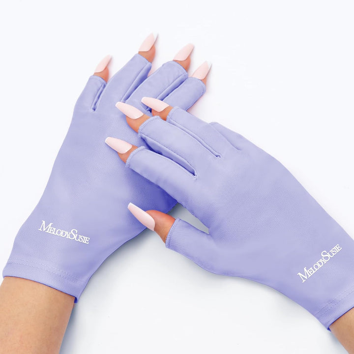 Premium UV Protection Gloves for Manicures, Cool Feeling Fabric,Professional UPF50+, UV Gloves for Gel Nail Lamp, anti UV Light, Skin Care Fingerless Design, Pink