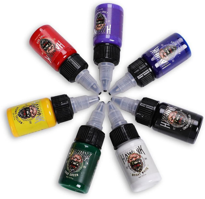 Tattoo Ink Set 1/2Oz (15Ml) Tattoo Supply Ink USA 7 Colors Pigment Kit TI203-15-7