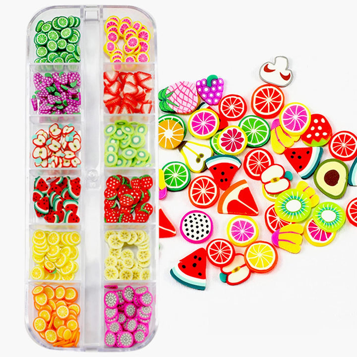3D Fruit Nail Art Slices, Summer Fruit Slime Nail Supplies Nail Art Decorations Fruit Flakes Nail Accessories Nail Art Slice Cute Designs Decor Women Girls Manicure Supplies DIY Crafts Nail Art Fimo