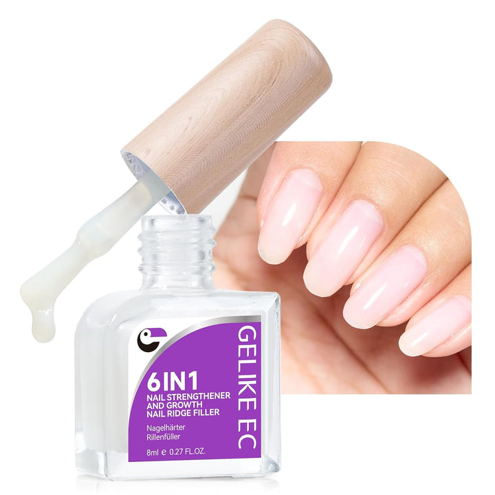 Nail Growth Strengthener for Woman: Nude Blush 6 in 1 Natural Nail Hardener Extra Strong and Growth - Nail Polish Hardener for Weak and Damaged Nails