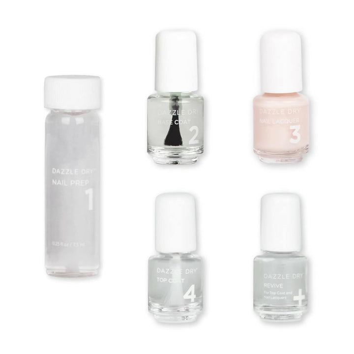 Mini Kit 4 Step System - Prima Ballerina, a Sheer and Milky Delicate Pink That Makes a Beautiful French Base. (5 Piece Kit / 5 Manicures)