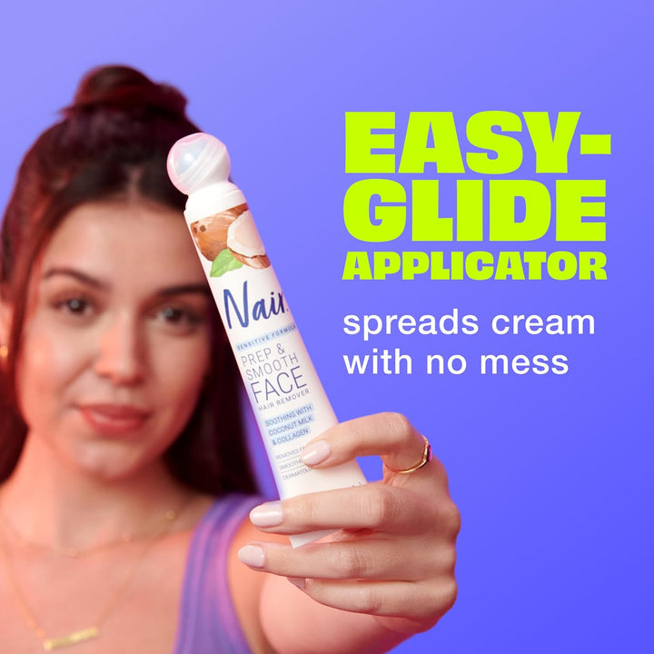 Exfoliating Facial Hair Removal Cream for Women - Smooth Skin Solution with Collagen for Sensitive Skincare