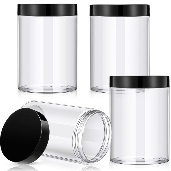 4 Pieces round Wide-Mouth Leak Proof Plastic Container Jars with Lids for Travel Storage Makeup Beauty Products Face Creams Oils Salves Ointments DIY Making(1 Ounce,White)