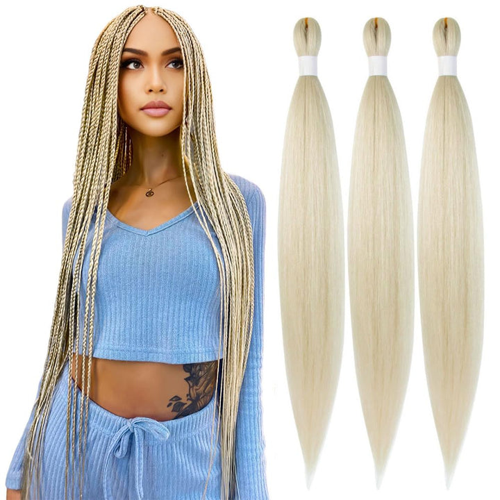 Purple Braiding Hair 20 Inch Pre Stretched Hair Long Straight Crochet Braids Yaki Texture Synthetic Fiber 4 Packs (Dark Purple)