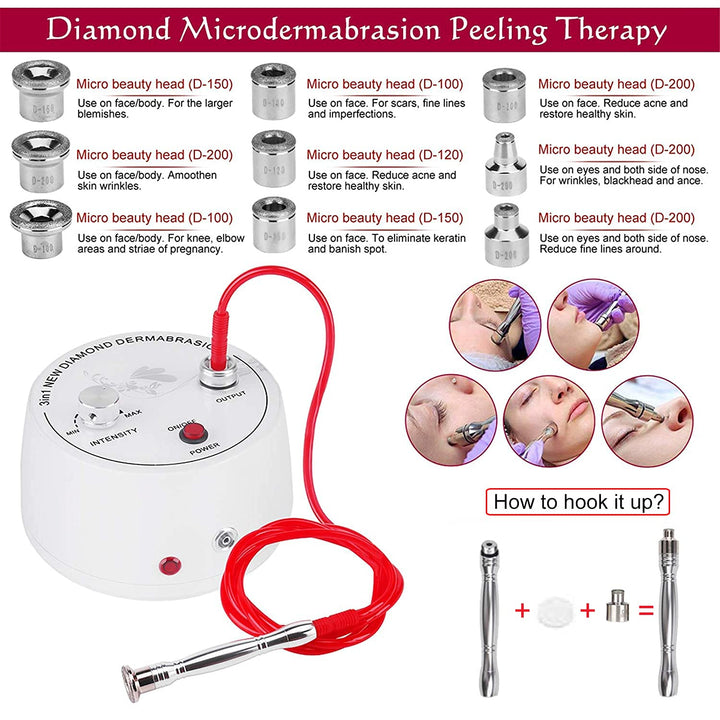 Diamond Microdermabrasion Machine,  3 in 1 Professional Microdermabrasion Machine with Vacuum Glass Tube and Spray Bottle for Home Use Skin Care