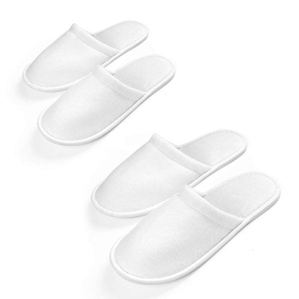 Spa Slippers, 24 Pairs Velvet Closed Toe Disposable Slippers Fit Size for Men and Women for Hotel Home Guest Used, White Non-Slip Slipper