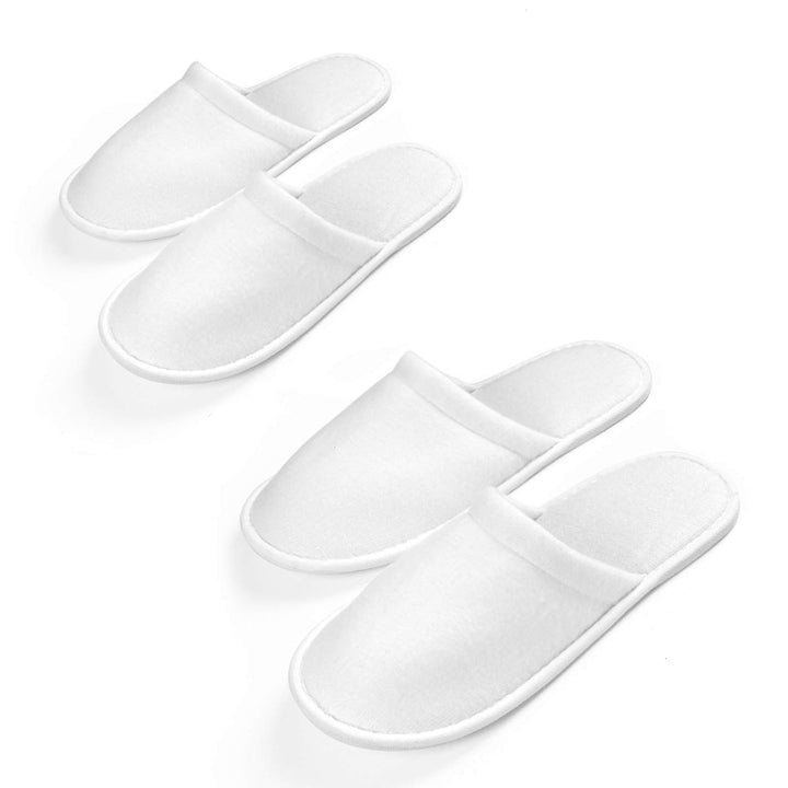 Spa Slippers, 24 Pairs Velvet Closed Toe Disposable Slippers Fit Size for Men and Women for Hotel Home Guest Used, White Non-Slip Slipper