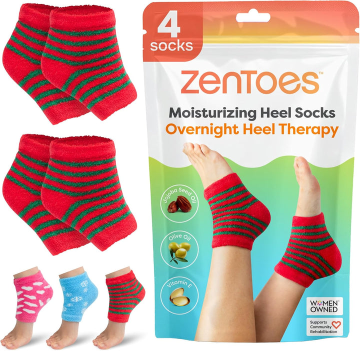 Moisturizing Socks for Cracked Heel Treatment - Vitamin E, Olive Oil and Jojoba Oil Infused Heel Socks to Soften and Hydrate (Fuzzy Blue, Regular)
