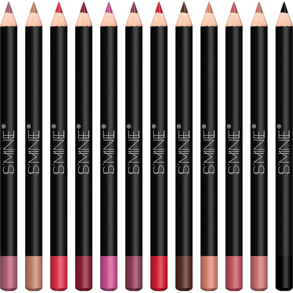 Matte Lip Liner Set - 12 Assorted Colors High Pigmented Natural Lip Makeup Soft Pencils Longwear Smooth Ultra Fine (Color Set -1)