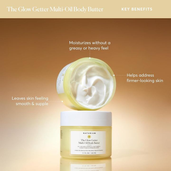 the Glow Getter Whipped Multi-Oil Body Butter, Firming Cream & Body Moisturizer with Shea Butter, 7.7 Fl Oz