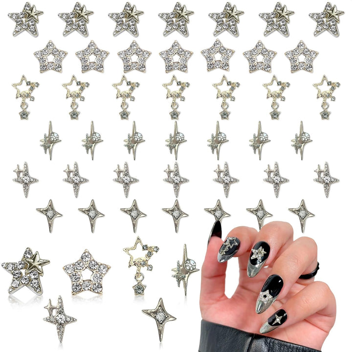 100 Pcs Halloween Nail Charms and Gems - Sturdy & Easy-To-Apply Decorations for DIY & Professional Use, Variety of 3D Acrylic Silver Cross Nail Charms | Halloween Nail Decor or Daily Manicure Designs