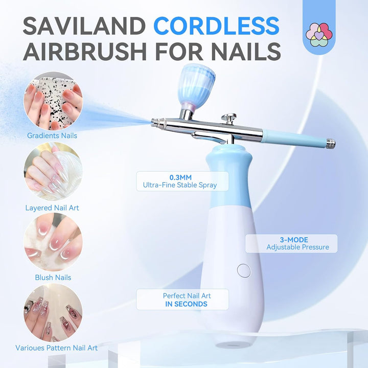 25 PSI Airbrush for Nails: Rechargeable Nail Airbrush Machine 3 High-Pressure Modes Cordless Airbrush Kit with Compressor 0.3 Mm Nano Nozzle Airbrush Paint Airbrush Makeup for Nails Art