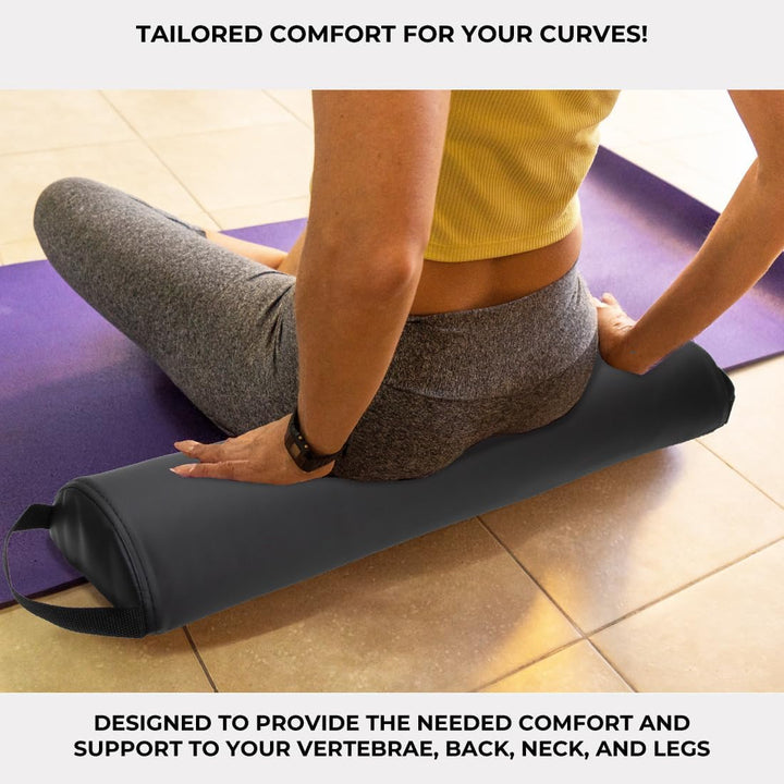 Forpro Premium Half-Round Bolster Pillow for Massage and Yoga, Oil and Stain-Resistant, 6”W X 3" H X 26”L, Black