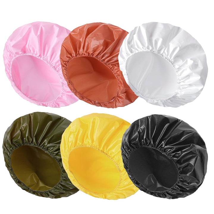6 PCS Shower Caps for Women, Double Side Waterproof Shower Cap, Reusable Elastic Bath Caps for Shower, EVA Bathing Shower Caps, Bath Hair Caps - Candy Color