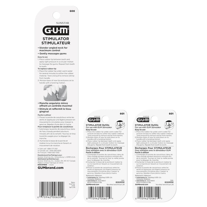 Stimulator Permanent Handle - Long Handled Massager Remove Plaque & Promote Health (Handle + 2 Refill Packs)