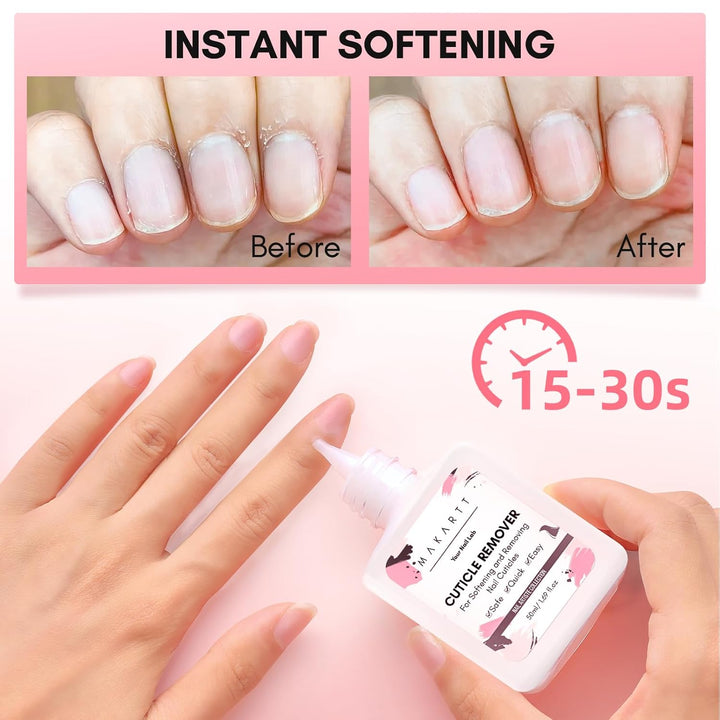 Cuticle Remover Liquid, 50Ml Professional Instant Softener Cream for Dry Cuticles, Salon-Quality Nail Care Dissolver for Manicure & Pedicure Use